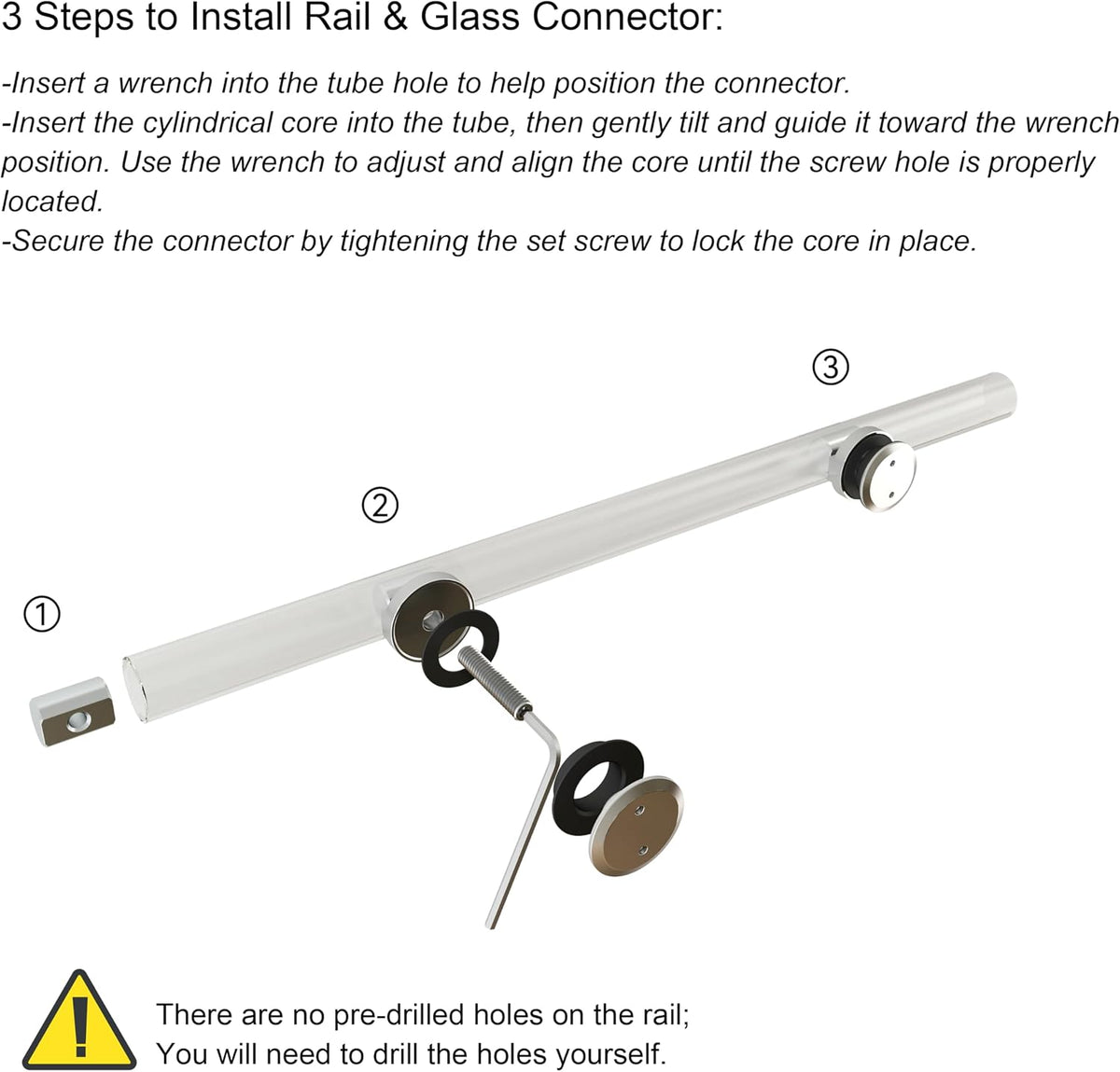 6.6FT Brushed Twin Roller Sliding Frameless Shower Door Hardware Kit