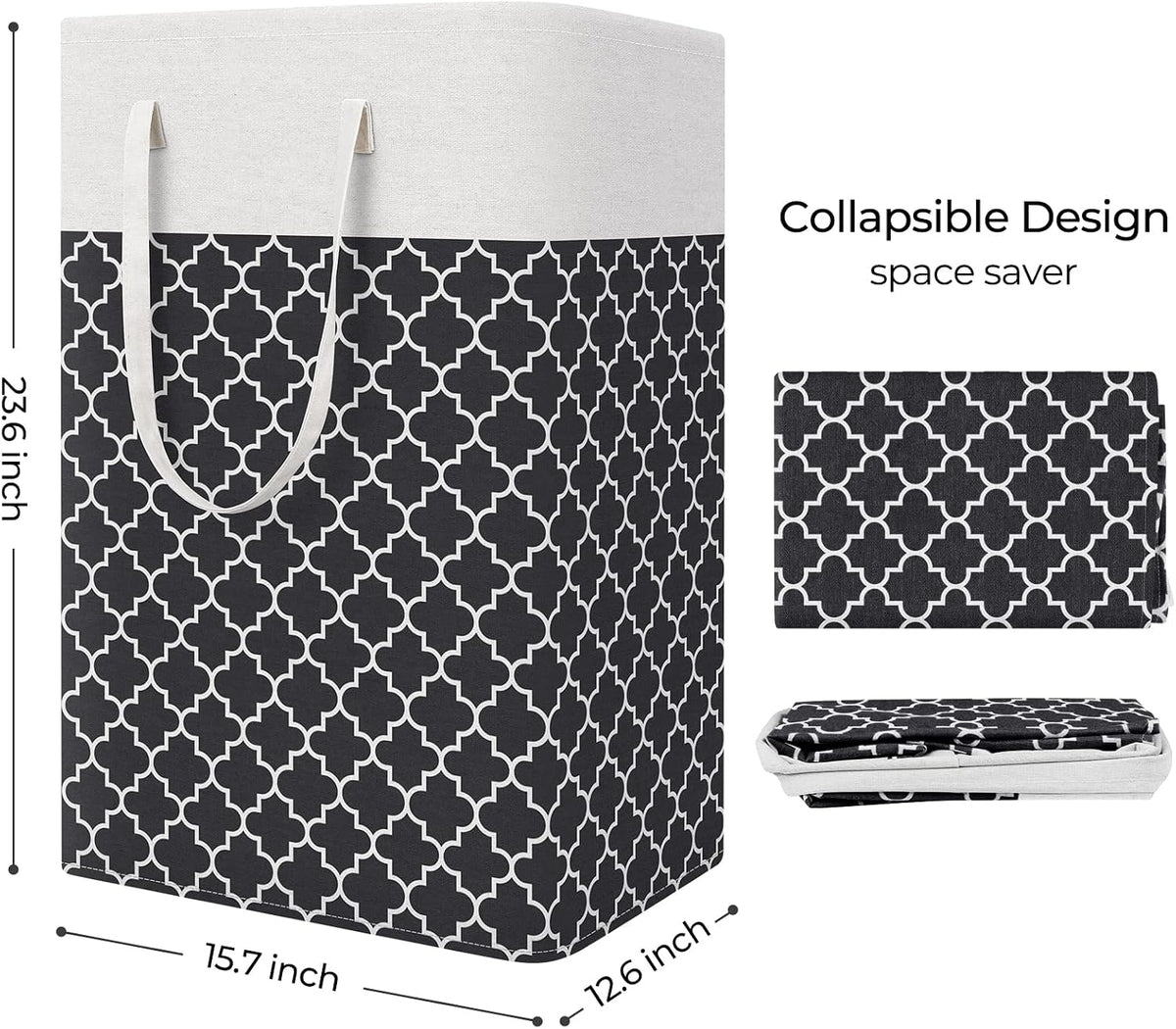 Laundry Basket Hamper, 75L Collapsible Clothes Storage, Grey | Freestanding Clothes Hampers, Foldable design, with Easy Carry Handles, For Laundry, Bedroom, Dorm, Clothing, Towels, Toys