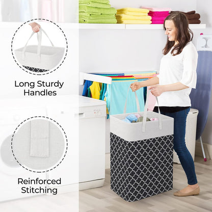Laundry Basket Hamper, 75L Collapsible Clothes Storage, Grey | Freestanding Clothes Hampers, Foldable design, with Easy Carry Handles, For Laundry, Bedroom, Dorm, Clothing, Towels, Toys