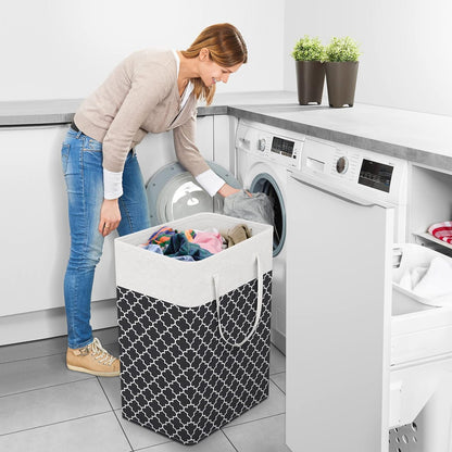 Laundry Basket Hamper, 75L Collapsible Clothes Storage, Grey | Freestanding Clothes Hampers, Foldable design, with Easy Carry Handles, For Laundry, Bedroom, Dorm, Clothing, Towels, Toys