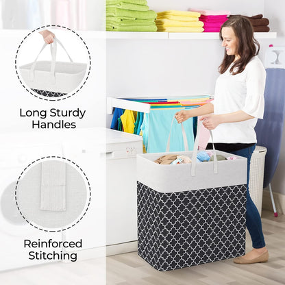 Laundry Basket Hamper, 75L Collapsible Clothes Storage, Grey | Freestanding Clothes Hampers, Foldable design, with Easy Carry Handles, For Laundry, Bedroom, Dorm, Clothing, Towels, Toys