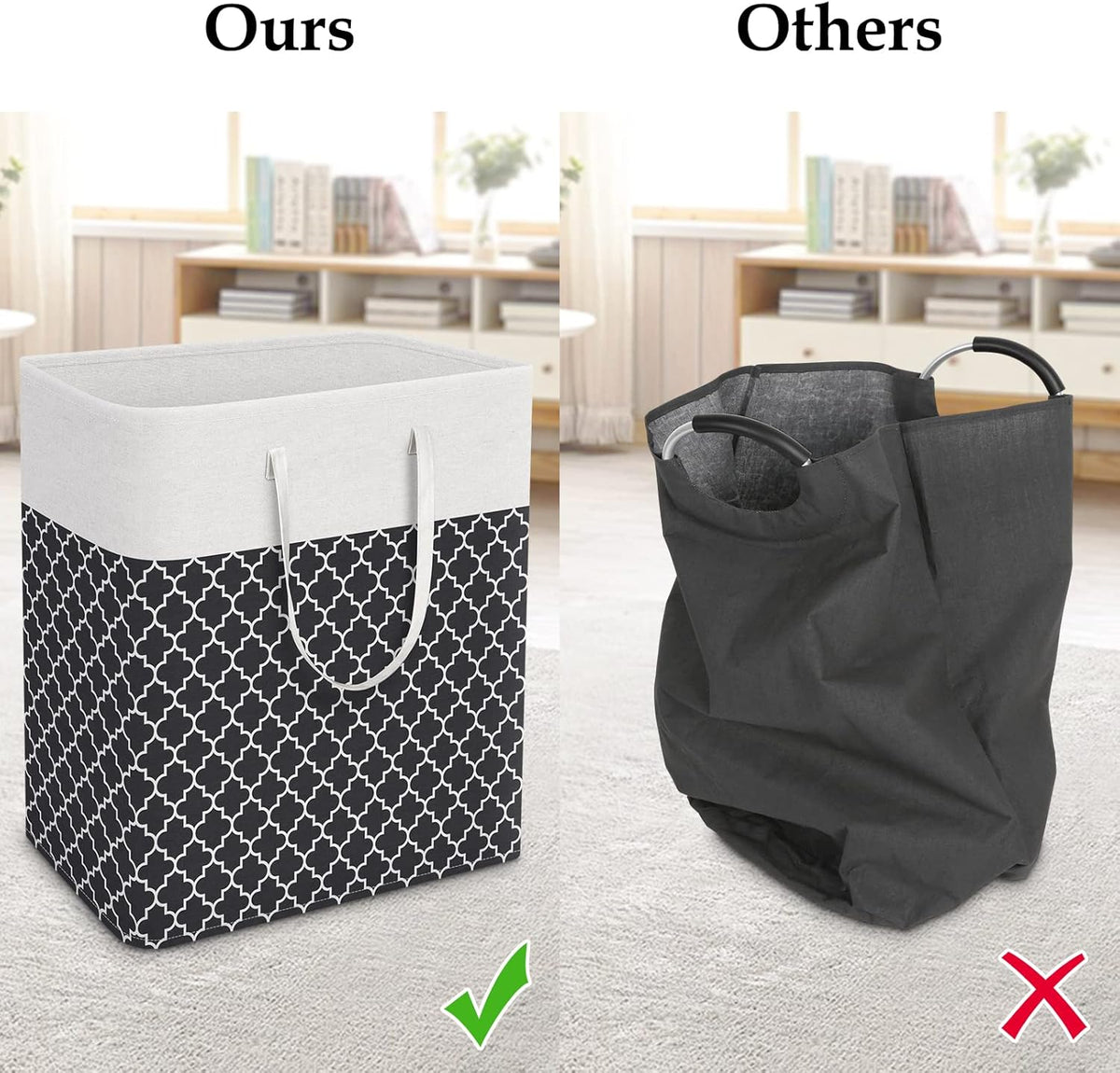 Laundry Basket Hamper, 75L Collapsible Clothes Storage, Grey | Freestanding Clothes Hampers, Foldable design, with Easy Carry Handles, For Laundry, Bedroom, Dorm, Clothing, Towels, Toys