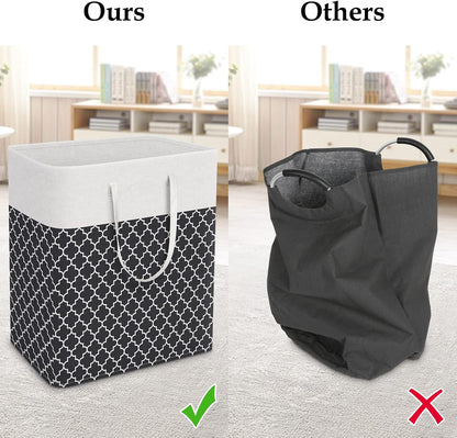 Laundry Basket Hamper, 75L Collapsible Clothes Storage, Grey | Freestanding Clothes Hampers, Foldable design, with Easy Carry Handles, For Laundry, Bedroom, Dorm, Clothing, Towels, Toys