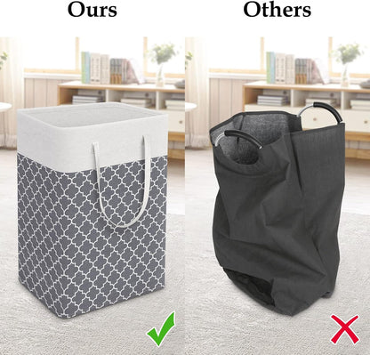 Laundry Basket Hamper, 75L Collapsible Clothes Storage, Grey | Freestanding Clothes Hampers, Foldable design, with Easy Carry Handles, For Laundry, Bedroom, Dorm, Clothing, Towels, Toys