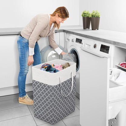 Laundry Basket Hamper, 75L Collapsible Clothes Storage, Grey | Freestanding Clothes Hampers, Foldable design, with Easy Carry Handles, For Laundry, Bedroom, Dorm, Clothing, Towels, Toys