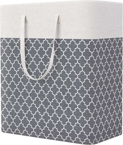 Laundry Basket Hamper, 75L Collapsible Clothes Storage, Grey | Freestanding Clothes Hampers, Foldable design, with Easy Carry Handles, For Laundry, Bedroom, Dorm, Clothing, Towels, Toys