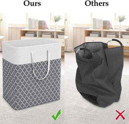 Laundry Basket Hamper, 75L Collapsible Clothes Storage, Grey | Freestanding Clothes Hampers, Foldable design, with Easy Carry Handles, For Laundry, Bedroom, Dorm, Clothing, Towels, Toys