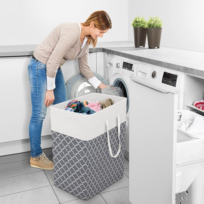 Laundry Basket Hamper, 75L Collapsible Clothes Storage, Grey | Freestanding Clothes Hampers, Foldable design, with Easy Carry Handles, For Laundry, Bedroom, Dorm, Clothing, Towels, Toys