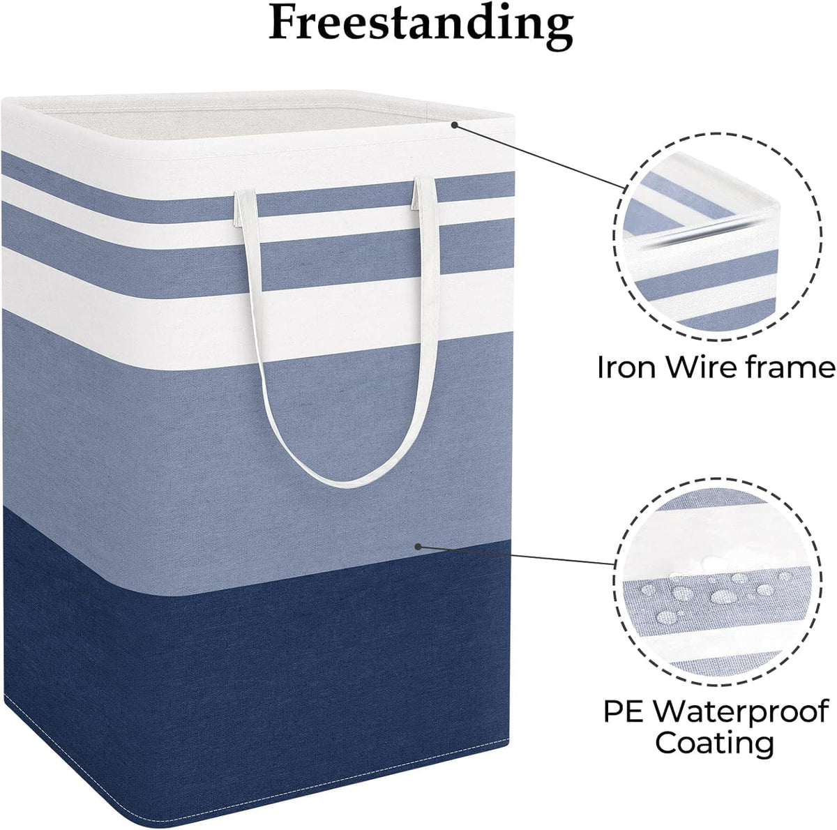 Laundry Basket Hamper, 75L Collapsible Clothes Storage, Grey | Freestanding Clothes Hampers, Foldable design, with Easy Carry Handles, For Laundry, Bedroom, Dorm, Clothing, Towels, Toys