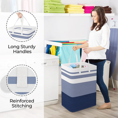 Laundry Basket Hamper, 75L Collapsible Clothes Storage, Grey | Freestanding Clothes Hampers, Foldable design, with Easy Carry Handles, For Laundry, Bedroom, Dorm, Clothing, Towels, Toys