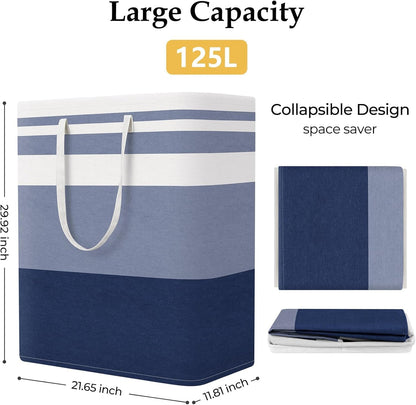 Laundry Basket Hamper, 75L Collapsible Clothes Storage, Grey | Freestanding Clothes Hampers, Foldable design, with Easy Carry Handles, For Laundry, Bedroom, Dorm, Clothing, Towels, Toys