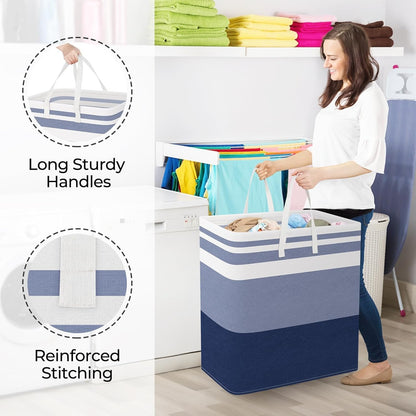Laundry Basket Hamper, 75L Collapsible Clothes Storage, Grey | Freestanding Clothes Hampers, Foldable design, with Easy Carry Handles, For Laundry, Bedroom, Dorm, Clothing, Towels, Toys