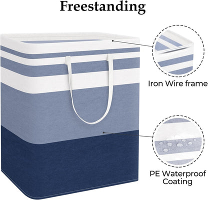 Laundry Basket Hamper, 75L Collapsible Clothes Storage, Grey | Freestanding Clothes Hampers, Foldable design, with Easy Carry Handles, For Laundry, Bedroom, Dorm, Clothing, Towels, Toys