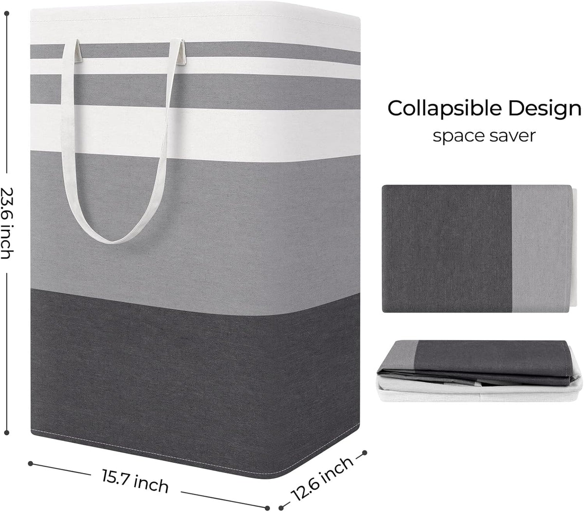 Laundry Basket Hamper, 75L Collapsible Clothes Storage, Grey | Freestanding Clothes Hampers, Foldable design, with Easy Carry Handles, For Laundry, Bedroom, Dorm, Clothing, Towels, Toys