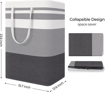 Laundry Basket Hamper, 75L Collapsible Clothes Storage, Grey | Freestanding Clothes Hampers, Foldable design, with Easy Carry Handles, For Laundry, Bedroom, Dorm, Clothing, Towels, Toys