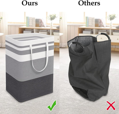 Laundry Basket Hamper, 75L Collapsible Clothes Storage, Grey | Freestanding Clothes Hampers, Foldable design, with Easy Carry Handles, For Laundry, Bedroom, Dorm, Clothing, Towels, Toys