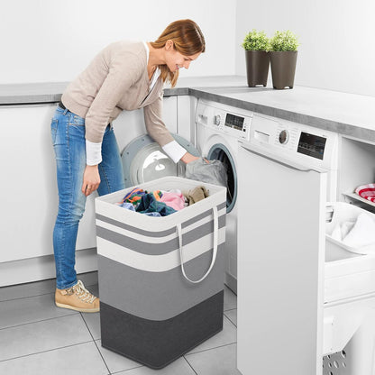 Laundry Basket Hamper, 75L Collapsible Clothes Storage, Grey | Freestanding Clothes Hampers, Foldable design, with Easy Carry Handles, For Laundry, Bedroom, Dorm, Clothing, Towels, Toys