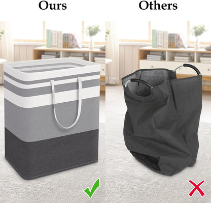 Laundry Basket Hamper, 75L Collapsible Clothes Storage, Grey | Freestanding Clothes Hampers, Foldable design, with Easy Carry Handles, For Laundry, Bedroom, Dorm, Clothing, Towels, Toys
