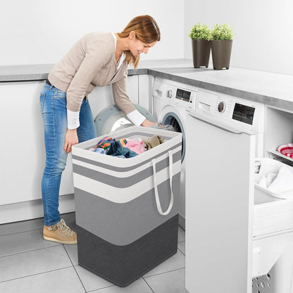 Laundry Basket Hamper, 75L Collapsible Clothes Storage, Grey | Freestanding Clothes Hampers, Foldable design, with Easy Carry Handles, For Laundry, Bedroom, Dorm, Clothing, Towels, Toys