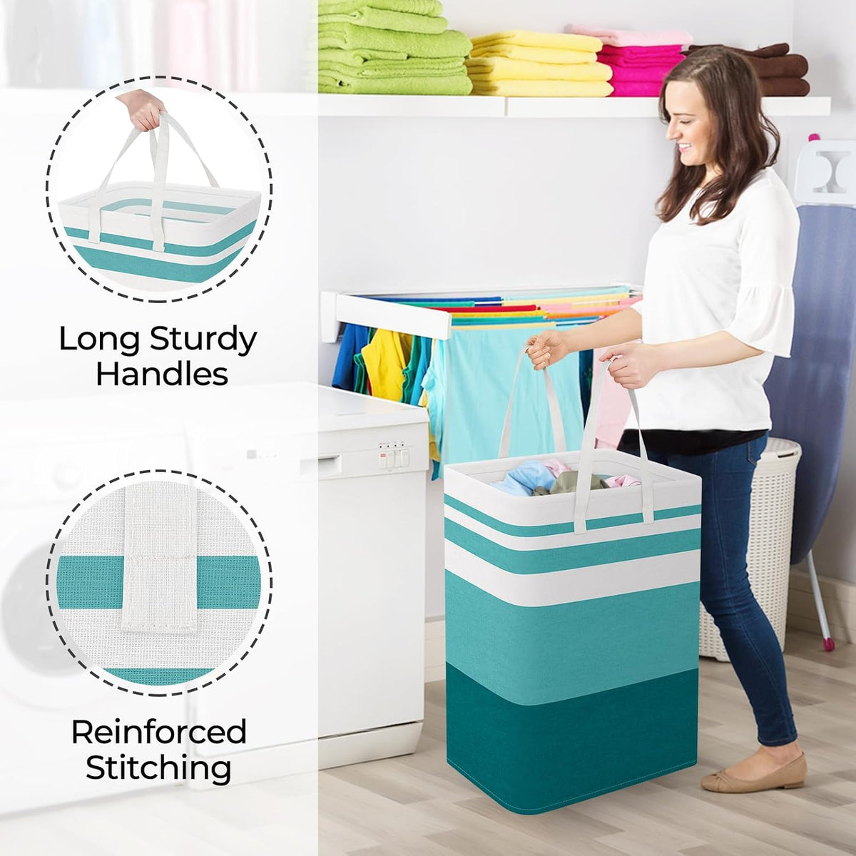 Laundry Basket Hamper, 75L Collapsible Clothes Storage, Grey | Freestanding Clothes Hampers, Foldable design, with Easy Carry Handles, For Laundry, Bedroom, Dorm, Clothing, Towels, Toys