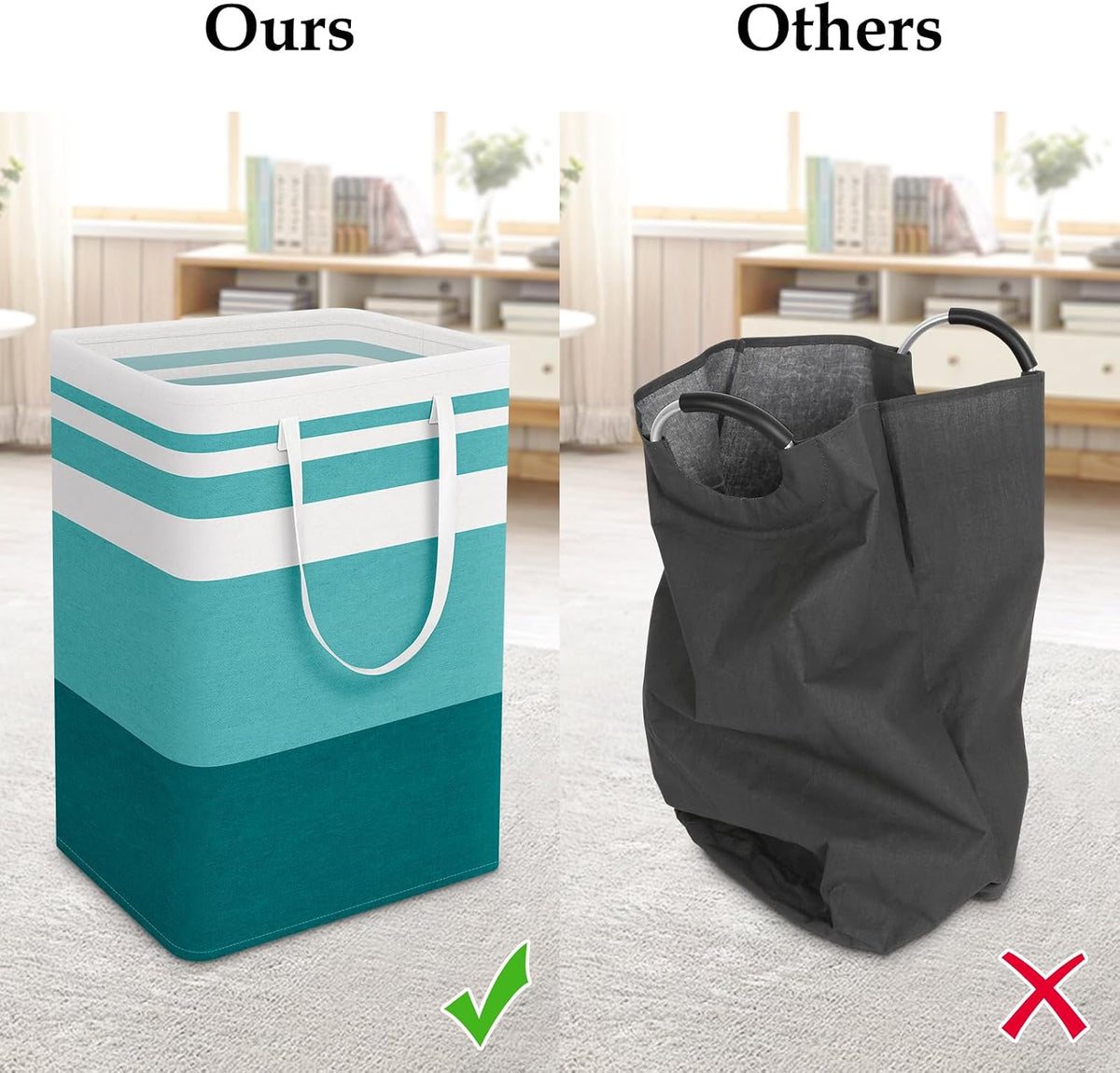 Laundry Basket Hamper, 75L Collapsible Clothes Storage, Grey | Freestanding Clothes Hampers, Foldable design, with Easy Carry Handles, For Laundry, Bedroom, Dorm, Clothing, Towels, Toys