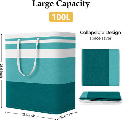 Laundry Basket Hamper, 75L Collapsible Clothes Storage, Grey | Freestanding Clothes Hampers, Foldable design, with Easy Carry Handles, For Laundry, Bedroom, Dorm, Clothing, Towels, Toys
