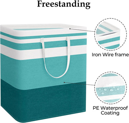 Laundry Basket Hamper, 75L Collapsible Clothes Storage, Grey | Freestanding Clothes Hampers, Foldable design, with Easy Carry Handles, For Laundry, Bedroom, Dorm, Clothing, Towels, Toys