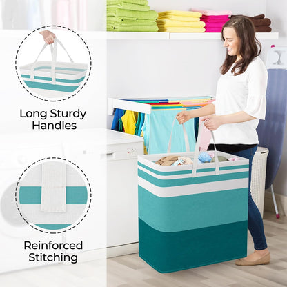 Laundry Basket Hamper, 75L Collapsible Clothes Storage, Grey | Freestanding Clothes Hampers, Foldable design, with Easy Carry Handles, For Laundry, Bedroom, Dorm, Clothing, Towels, Toys