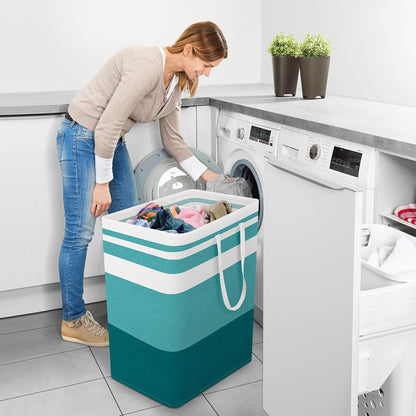 Laundry Basket Hamper, 75L Collapsible Clothes Storage, Grey | Freestanding Clothes Hampers, Foldable design, with Easy Carry Handles, For Laundry, Bedroom, Dorm, Clothing, Towels, Toys