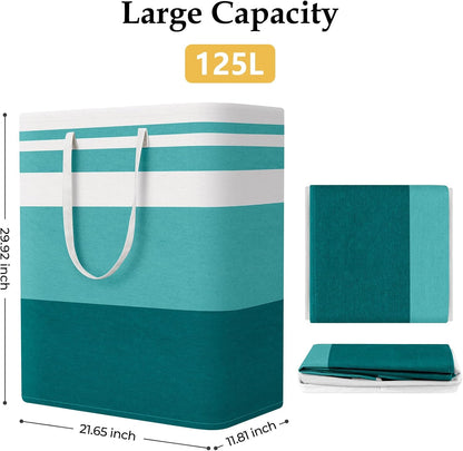 Laundry Basket Hamper, 75L Collapsible Clothes Storage, Grey | Freestanding Clothes Hampers, Foldable design, with Easy Carry Handles, For Laundry, Bedroom, Dorm, Clothing, Towels, Toys