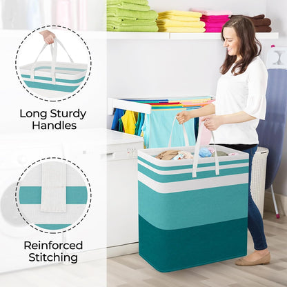 Laundry Basket Hamper, 75L Collapsible Clothes Storage, Grey | Freestanding Clothes Hampers, Foldable design, with Easy Carry Handles, For Laundry, Bedroom, Dorm, Clothing, Towels, Toys