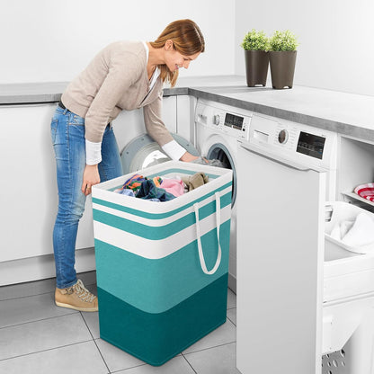 Laundry Basket Hamper, 75L Collapsible Clothes Storage, Grey | Freestanding Clothes Hampers, Foldable design, with Easy Carry Handles, For Laundry, Bedroom, Dorm, Clothing, Towels, Toys