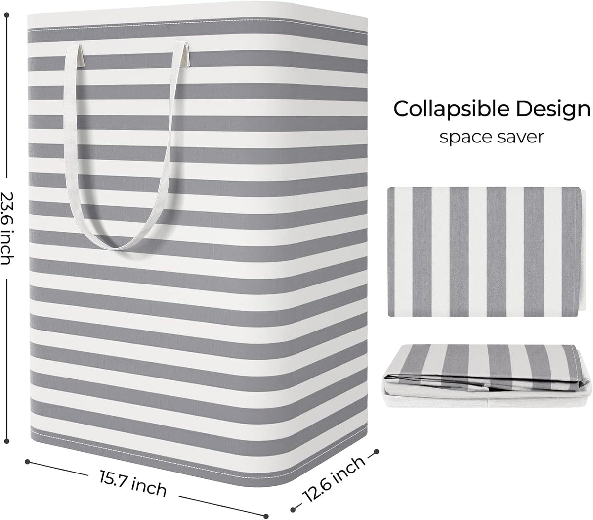 Laundry Basket Hamper, 75L Collapsible Clothes Storage, Grey | Freestanding Clothes Hampers, Foldable design, with Easy Carry Handles, For Laundry, Bedroom, Dorm, Clothing, Towels, Toys