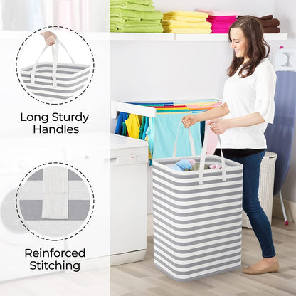Laundry Basket Hamper, 75L Collapsible Clothes Storage, Grey | Freestanding Clothes Hampers, Foldable design, with Easy Carry Handles, For Laundry, Bedroom, Dorm, Clothing, Towels, Toys