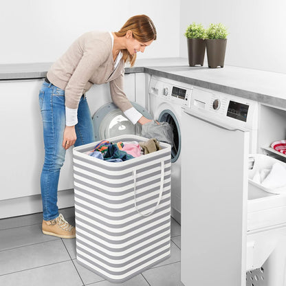Laundry Basket Hamper, 75L Collapsible Clothes Storage, Grey | Freestanding Clothes Hampers, Foldable design, with Easy Carry Handles, For Laundry, Bedroom, Dorm, Clothing, Towels, Toys