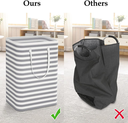 Laundry Basket Hamper, 75L Collapsible Clothes Storage, Grey | Freestanding Clothes Hampers, Foldable design, with Easy Carry Handles, For Laundry, Bedroom, Dorm, Clothing, Towels, Toys