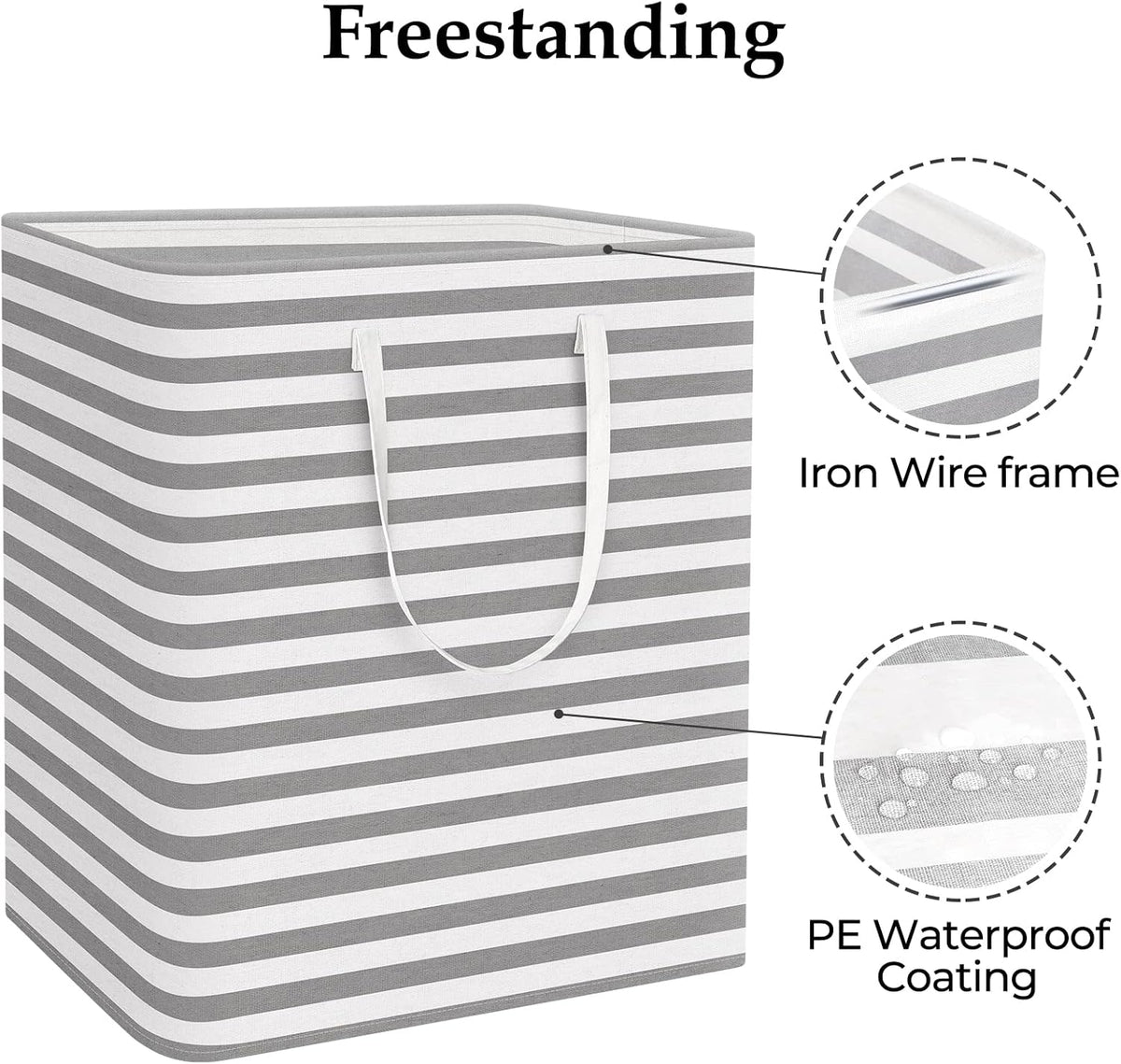 Laundry Basket Hamper, 75L Collapsible Clothes Storage, Grey | Freestanding Clothes Hampers, Foldable design, with Easy Carry Handles, For Laundry, Bedroom, Dorm, Clothing, Towels, Toys