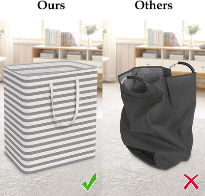Laundry Basket Hamper, 75L Collapsible Clothes Storage, Grey | Freestanding Clothes Hampers, Foldable design, with Easy Carry Handles, For Laundry, Bedroom, Dorm, Clothing, Towels, Toys