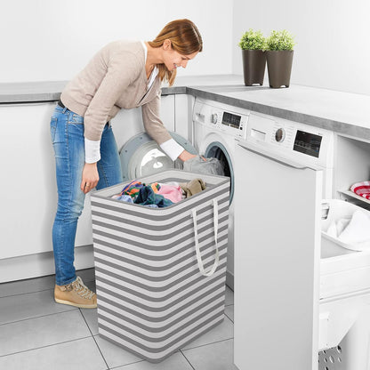 Laundry Basket Hamper, 75L Collapsible Clothes Storage, Grey | Freestanding Clothes Hampers, Foldable design, with Easy Carry Handles, For Laundry, Bedroom, Dorm, Clothing, Towels, Toys