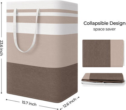 Laundry Basket Hamper, 75L Collapsible Clothes Storage, Grey | Freestanding Clothes Hampers, Foldable design, with Easy Carry Handles, For Laundry, Bedroom, Dorm, Clothing, Towels, Toys