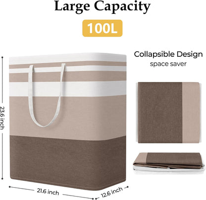 Laundry Basket Hamper, 75L Collapsible Clothes Storage, Grey | Freestanding Clothes Hampers, Foldable design, with Easy Carry Handles, For Laundry, Bedroom, Dorm, Clothing, Towels, Toys