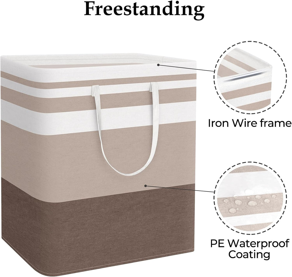 Laundry Basket Hamper, 75L Collapsible Clothes Storage, Grey | Freestanding Clothes Hampers, Foldable design, with Easy Carry Handles, For Laundry, Bedroom, Dorm, Clothing, Towels, Toys