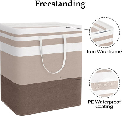 Laundry Basket Hamper, 75L Collapsible Clothes Storage, Grey | Freestanding Clothes Hampers, Foldable design, with Easy Carry Handles, For Laundry, Bedroom, Dorm, Clothing, Towels, Toys