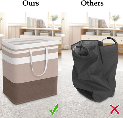Laundry Basket Hamper, 75L Collapsible Clothes Storage, Grey | Freestanding Clothes Hampers, Foldable design, with Easy Carry Handles, For Laundry, Bedroom, Dorm, Clothing, Towels, Toys