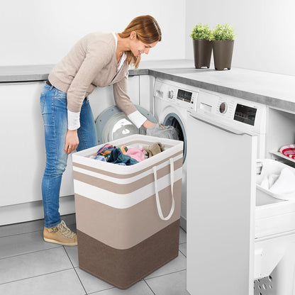 Laundry Basket Hamper, 75L Collapsible Clothes Storage, Grey | Freestanding Clothes Hampers, Foldable design, with Easy Carry Handles, For Laundry, Bedroom, Dorm, Clothing, Towels, Toys