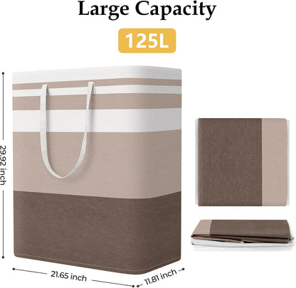 Laundry Basket Hamper, 75L Collapsible Clothes Storage, Grey | Freestanding Clothes Hampers, Foldable design, with Easy Carry Handles, For Laundry, Bedroom, Dorm, Clothing, Towels, Toys