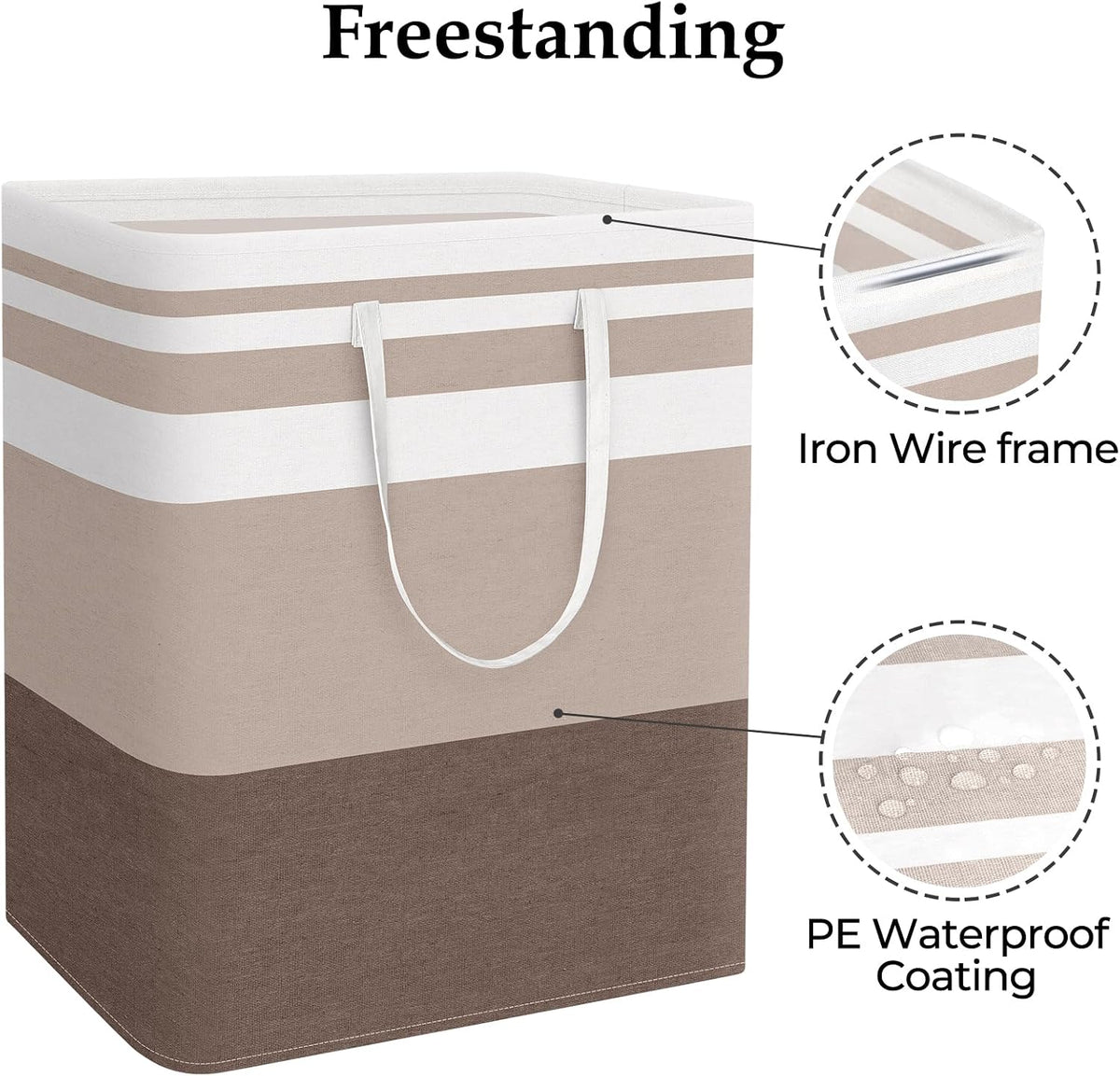 Laundry Basket Hamper, 75L Collapsible Clothes Storage, Grey | Freestanding Clothes Hampers, Foldable design, with Easy Carry Handles, For Laundry, Bedroom, Dorm, Clothing, Towels, Toys