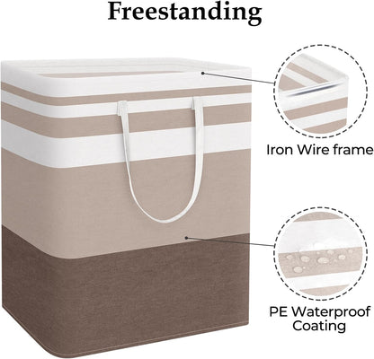 Laundry Basket Hamper, 75L Collapsible Clothes Storage, Grey | Freestanding Clothes Hampers, Foldable design, with Easy Carry Handles, For Laundry, Bedroom, Dorm, Clothing, Towels, Toys