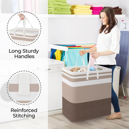 Laundry Basket Hamper, 75L Collapsible Clothes Storage, Grey | Freestanding Clothes Hampers, Foldable design, with Easy Carry Handles, For Laundry, Bedroom, Dorm, Clothing, Towels, Toys