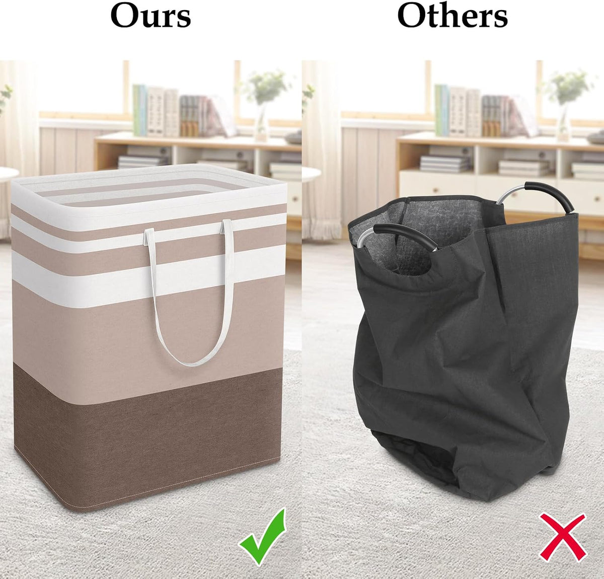 Laundry Basket Hamper, 75L Collapsible Clothes Storage, Grey | Freestanding Clothes Hampers, Foldable design, with Easy Carry Handles, For Laundry, Bedroom, Dorm, Clothing, Towels, Toys